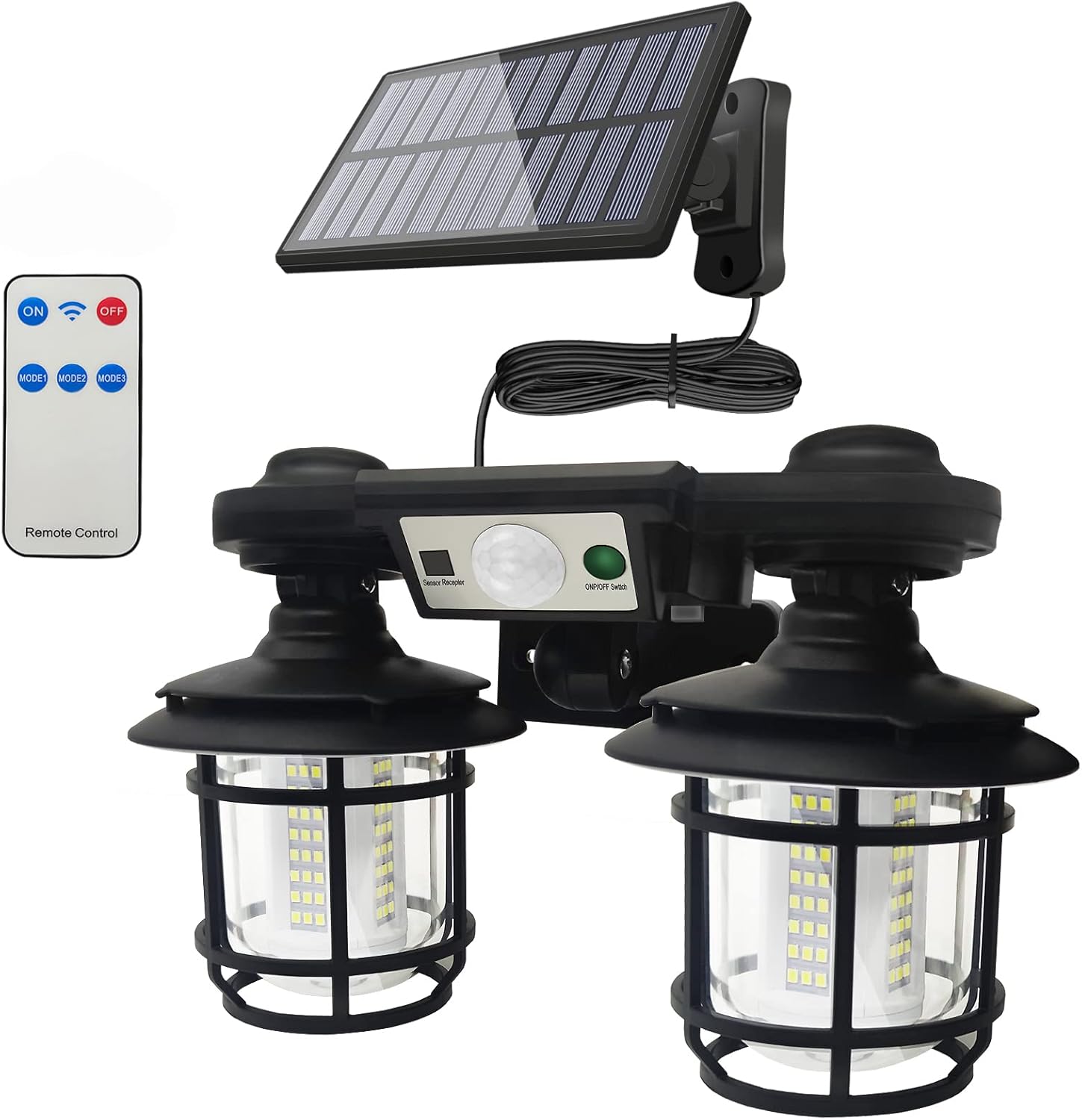 Lampa solara dubla 192 LED cu senzor miscare telecomanda si suport 30W cod JD 2216A